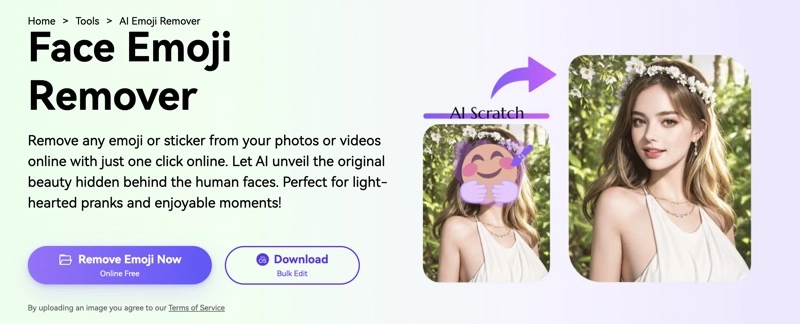 2nd Media.io Face Emoji Remover Online Free