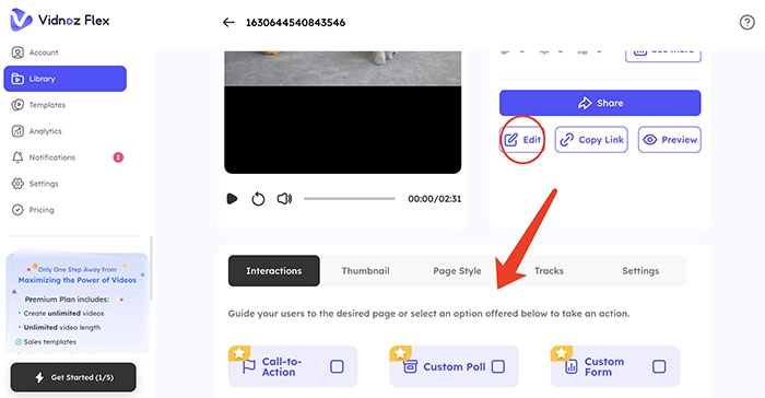 YouTube Shorts AI Generator Vidnoz Add Interaction